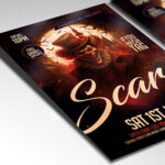 A customizable horror flyer designed for a clown-themed event, showcasing bold, dripping, distressed typography and a chilling color palette of deep red, black, and sickly white that evokes a sense of fear and circus terror.