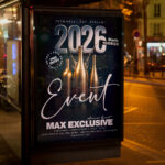 An inviting and attention-grabbing invitation template, ready for personalization for a "2026 Club Event," promising an unforgettable night of music, dancing, and high-octane celebration in the new year.