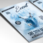 A customizable flyer designed for a significant event in 2026, showcasing modern, professional typography and a color palette of metallic silver, black, and electric blue, perfect for a high-impact promotional piece.