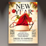 A professional 2026 New Year Club Flyer PSD Template featuring a dynamic scene with dazzling lights, confetti, and the bold year '2026' prominently displayed, conveying a high-energy NYE club party atmosphere.