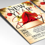 A customizable club event flyer designed for a major New Year's Eve 2026 countdown, showcasing stylish, glowing, and high-impact typography and an electric color palette of gold, silver, and deep blue, perfect for a modern nightlife promotion.