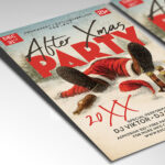 A customizable event flyer designed for a holiday hangover or Boxing Day event, showcasing bold, aggressive typography and a color palette that transitions from red/green to electric blue/silver, perfect for a high-impact late-December promotion.