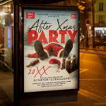 An inviting and attention-grabbing invitation template, ready for personalization for an "After X-Mas Event," promising an unforgettable night of music, dancing, and non-stop celebration after Christmas Day.