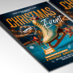 A customizable party flyer designed for a Christmas 2026 event, showcasing celebratory typography and a color palette of deep red, green, and metallic gold, perfect for a high-quality seasonal promotion.