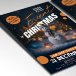 A customizable club flyer designed for a Christmas event, showcasing bold, glowing text and a color palette blending classic red/green with modern neon accents, perfect for a high-impact seasonal promotion.