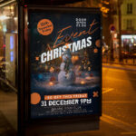 An inviting and attention-grabbing invitation template, ready for personalization for a "Christmas Event Club," promising an unforgettable night of music, dancing, and high-octane holiday celebration.