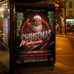 An inviting and attention-grabbing invitation template, ready for personalization for a "Christmas Madness" event, promising an unforgettable night of music, dancing, and chaotic fun.