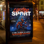 An inviting and attention-grabbing invitation template, ready for personalization for a "Christmas Sport Party," promising an unforgettable event filled with games, music, and festive holiday cheer.