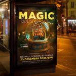 An inviting and attention-grabbing invitation template, ready for personalization for a "Magic Show," promising an unforgettable evening of mystery, wonder, and impossible feats of illusion.