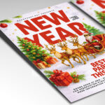 A customizable club event flyer designed for a major New Year's Eve 2026 countdown, showcasing bold, aggressive, and glowing typography and an electric color palette of gold, silver, and deep blue, perfect for a high-impact nightlife promotion.