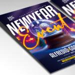 A customizable party flyer designed for a New Year's Eve 2026 event, showcasing clear, celebratory typography and a glamorous color palette of gold, silver, and deep black, perfect for a high-quality seasonal promotion.