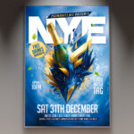 A professional NYE 2026 Flyer PSD Template featuring an elegant and festive scene with fireworks, champagne, and glittering gold accents, conveying a sophisticated celebration to welcome the year 2026.