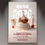 A professional NYE 2026 Party Flyer PSD Template featuring a vibrant, celebratory scene with confetti, bright lights, and the bold year '2026', conveying a high-energy New Year's Eve bash.