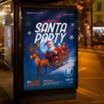 An inviting and attention-grabbing invitation template, ready for personalization for a "Santa Party," promising an unforgettable night of music, holiday cheer, and festive celebration.