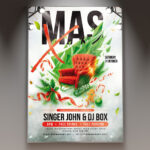 A professional X-Mas Club 2026 Flyer PSD Template featuring a dynamic club scene with pulsating lights, deep colors, and modern stylized holiday accents, conveying a high-energy Christmas dance event.