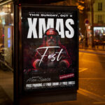 An inviting and attention-grabbing invitation template, ready for personalization for an "X-Mas Fest," promising an unforgettable event with music, multiple attractions, and non-stop festive fun.