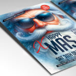 A customizable flyer designed for a Christmas event, showcasing classic, cheerful typography and a color palette of deep red, green, and metallic gold, perfect for a high-quality seasonal promotion.