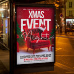 An inviting and attention-grabbing invitation template, ready for personalization for an "X-Mas Event," promising an unforgettable night of music, celebration, and festive cheer.