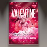A professional Best Cupid 2026 Flyer PSD Template featuring a 3D golden Cupid statue, luxury red velvet textures, and elegant 2026 branding.