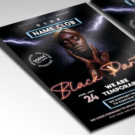 A customizable flyer designed for a Black Tie or themed 2027 event, showcasing sophisticated, modern typography and a monochrome color palette with sharp contrast, perfect for a luxury event promotion.