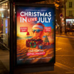 An inviting and attention-grabbing invitation template, ready for personalization for a "Christmas in July 2027," promising an unforgettable mid-year celebration filled with fun, unique themes, and summer cheer.