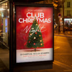 An inviting and attention-grabbing invitation template, ready for personalization for a "Club Christmas Night," promising an unforgettable night of music, dancing, and high-octane holiday celebration.