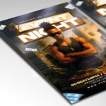 A customizable music event flyer for 2026 showcasing a high-energy blue and purple color palette with digital sound wave graphics, perfect for EDM and Techno nights.