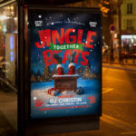 An inviting and attention-grabbing invitation template, ready for personalization for a "Jingle Beats Event," promising an unforgettable night of high-volume music, dancing, and festive celebration.