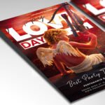A customizable romantic party flyer for 2026 showcasing a luxurious red and gold color palette with high-quality festive lighting effects.