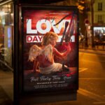 An eye-catching invitation template for a "Love Cupid 2026" gala, featuring a sophisticated layout and modern design for high-end nightlife promotion.