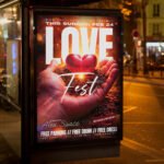 An eye-catching invitation template for a "Love Fest Party" concert, featuring a modern layout and high-resolution graphics for massive event promotion.