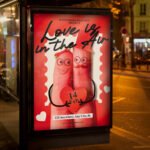 An eye-catching invitation template for a "Love Is Air 2026" gala, featuring high-quality celestial graphics and a modern, clean layout for nightlife.