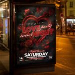 An eye-catching invitation template for a "Love Night 2026" gala, featuring sophisticated 2026 branding and a luxurious atmosphere for couples and singles.