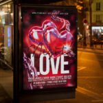 An eye-catching invitation template for a "Love Night Valentine's" gala, featuring high-quality shadows and a refined layout for elite promotion.