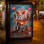 An eye-catching invitation template for a "Love Party Night" club event, featuring a modern layout and high-resolution textures for nightlife promotion.