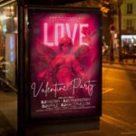 An inviting and attention-grabbing invitation template for a "Love Valentine Angel" night, featuring ethereal cloud graphics and shimmering gold accents for a dreamlike holiday celebration.