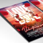 A customizable party flyer for Valentine's Day 2026 showcasing a vibrant crimson and gold color palette with elegant, modern typography.