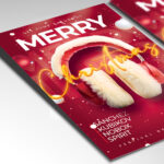 A customizable flyer designed for an exclusive Christmas gala or premier event, showcasing sophisticated, confident typography and a high-end color palette of deep red, metallic gold, and black, perfect for a top-tier seasonal promotion.