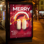 An inviting and attention-grabbing invitation template, ready for personalization for a "Merry Christmas Best Event," promising an unforgettable night of high-quality entertainment and luxurious celebration.