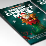 A customizable flyer designed for a Christmas and Holiday event, showcasing cheerful, welcoming typography and a color palette of vibrant red, white, and metallic gold, perfect for a high-quality, happy holiday promotion.