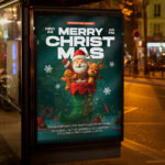 An inviting and attention-grabbing invitation template, ready for personalization for a "Merry Christmas Happy Event," promising an unforgettable time filled with holiday cheer and festive fun.