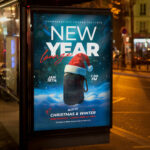 An inviting and attention-grabbing invitation template, ready for personalization for a "New Year Lounge Event," promising an unforgettable night of music, cocktails, and elegant celebration.