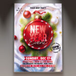 A professional New Year Event 2027 Flyer Template featuring fireworks, dynamic lights, confetti, and the bold year '2027', conveying an energetic and major New Year's Eve celebration.