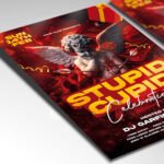 A customizable anti-Valentine's party flyer for 2026 showcasing a vibrant neon pink and black color scheme with high-energy club visuals.