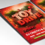 A customizable flyer designed for a Christmas or New Year's Toy Drive, showcasing sincere, encouraging typography and a classic color palette of red, green, and white, perfect for promoting a community donation event.