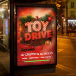 An inviting and attention-grabbing invitation template, ready for personalization for a "Toy Drive 2027," promising a meaningful opportunity to contribute to children's happiness during the holiday season.