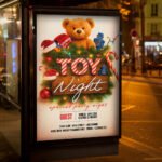 An inviting and attention-grabbing invitation template, ready for personalization for a "Toy Drive Night," promising an exciting evening of entertainment where the price of entry benefits children in need.