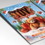 A customizable flyer designed for a party requiring a toy donation, showcasing bold, exciting typography and a color scheme blending festive red/green with modern party accents, perfect for a philanthropy and nightlife promotion featuring '2027'.