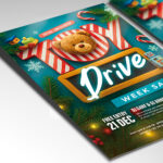 A customizable flyer designed for a holiday retail sale, showcasing bold discount typography and a color palette that blends commercial urgency (yellow/red) with festive charity (green/white), perfect for a dual-purpose promotion.
