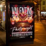 An eye-catching invitation template for a "Valentine Week Party" series, featuring high-resolution graphics and sophisticated typography for nightlife marketing.